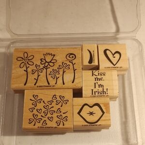 Stampin' Up! Wooden Stamp Set with Floral and Heart Designs